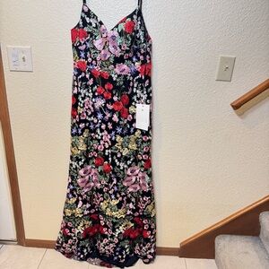 Mac Duggal Womens Black Floral Embroidery Sweetheart Neck Long Maxi Gown Dress